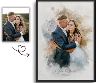 Dein Foto als Aquarell / Familienportrait / personalisiertes Portrait /  Geschenk / als Poster, gerahmtes Bild oder Leinwand / mit Vorschau