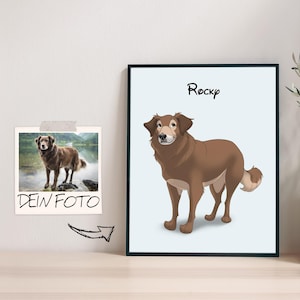 Dein Haustier als Cartoon Portrait / Hund, Katze, Pferd / als Poster, Leinwand oder gerahmtes Bild / einzigartiges personalisiertes Geschenk