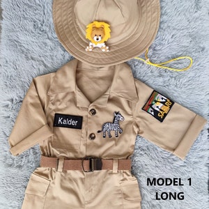 Personalized Safari Long,Brown Jumpsuit One Piece *Safari Baby Adventure Outfit *1-2-3 Years Safari kids Suit*Halloween Toddler costume*