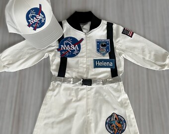 Personalized White Long-Short Astronaut Kids Costume*Space Baby Jumpsuit*Toddler Space Themed Birthday Party Suit*Astronaut Themed Outfit *