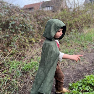 Toddler Medieval Woodland Cloak-Hobbit Inspired Halloween Costume with Shirt,Vest,Pants and Cloak-Halloween Kids Costume-1st Birthday Outfit image 3