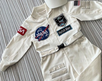 Personalized White Long-Short Astronaut Kids Costume*Space Baby Jumpsuit*Toddler Space Themed Birthday Party Suit*Astronaut Themed Outfit*
