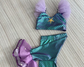 Toddler Mermaid Inspired Purple Dance Costume,Baby Aerial Mermaid Girl Dress ,Baby Girl Costume,1st Birthday Mermaid Dance Dress