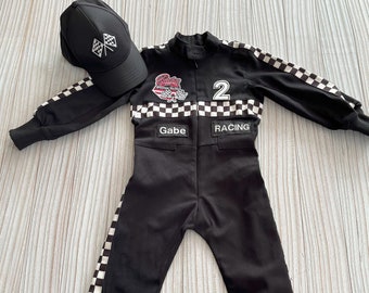 Personalized Black Two Fast Racer Long Car Outfit*Toddler Black Racer Car Suit*Racer Birthday Outfit*CarCostume*Infant Birthday Outfit gift