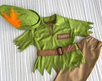 Costume personnalisé inspiré de Peter Pan pour tout-petits-Costume d’anniversaire vert pour bébé garçon-Costume de garçon du 2e anniversaire-Costume du 1er anniversaire*Costume d’enfants d’Halloween