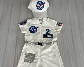 Personalized White Long-Short Astronaut Kids Costume*Space Baby Jumpsuit*Toddler Space Themed Birthday Party Suit*Astronaut Themed Outfit *