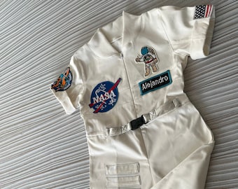 Costume personnalisé pour enfants d’astronaute blanc long-court*Combinaison pour bébé spatial*Costume de fête d’anniversaire sur le thème de l’espace pour tout-petits*Tenue sur le thème de l’astronaute*