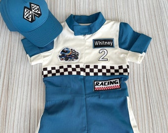 Personalized Blue Two Speed Birtday Suit*Baby First Birtday Racer Jumpsuit*Two fast Blue Car Costume*Kids Birthday Outfit*Toddler Car Suit*