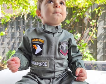 Costume da aviatore personalizzato per bambini * Casco da capitano pilota * Tuta da pilota per bambino * Tuta da pilota da caccia * Tuta da pilota di aereo * Tuta da volo per bambini