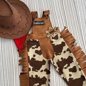 Personalized Toddler Cowboy Brown Western outfitInfant Brown Wild west suitToddler Rodeo Outfit1st Birthday outfitCowboy pants for baby image 5