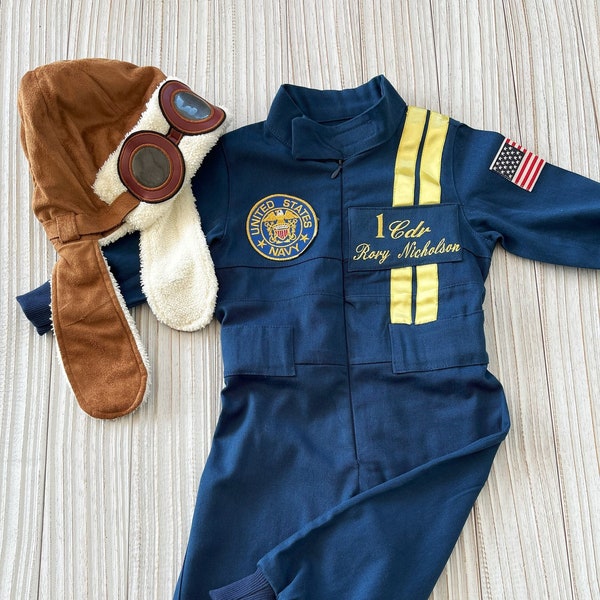 Personalized Blue Angel Pilot Costume*Navy Aviator Toddler Suit*Halloween Kids costume*BABY Blue Pilot Aircraft Suit*Fighter Pilot Jumpsuit