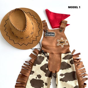 Personalized Toddler Cowboy Brown Western outfitInfant Brown Wild west suitToddler Rodeo Outfit1st Birthday outfitCowboy pants for baby image 4