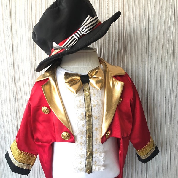 Baby Greatest Red Showman*Halloween Kids costume* Toddler Circus Ringmaster Costume 4 Piece*Kids Lion Tamer Costume*1st Birthday outfit*