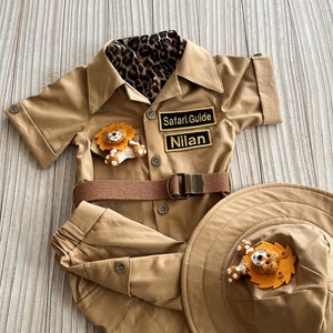 Personalized African Adventure Brown Safari Outfit 2 Piece*Toddler Explorer Costume*1st Birthday Safari Suit*Wild One Birthday Costume*