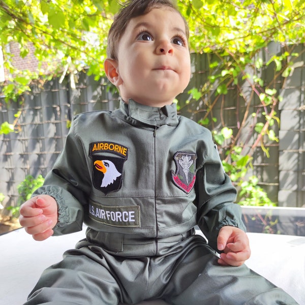 Personalized Aviator Kids Costume *Captain Pilot Helmet *Toddler Pilot Suit * Fighter Pilot Overalls * Aircraft Pilot Suit* Flight Suit Kids