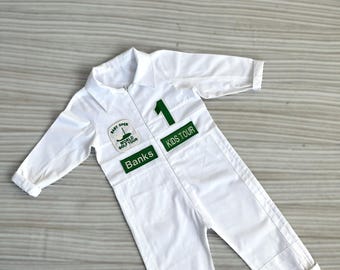 Personalized Golf Shorts-Long Caddy Outfit for kids*Toddler Golf White-Green Suit*Baby Golf 1st Birthday Uniform*Toddler Caddy kids Costume