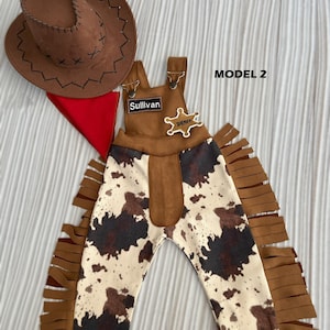 Personalized Toddler Cowboy Brown Western outfitInfant Brown Wild west suitToddler Rodeo Outfit1st Birthday outfitCowboy pants for baby image 1