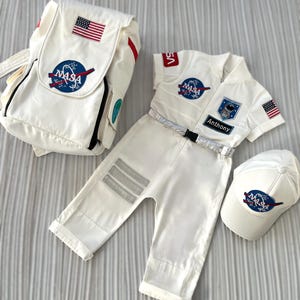 Personalized White Long-Short Astronaut Kids Costume*Space Baby Jumpsuit*Toddler Space Themed Birthday Party Suit*Astronaut Themed Outfit*