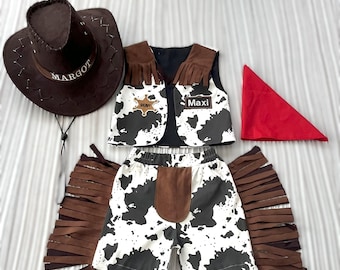 Personalized Toddler Cowboy Western Shorts Outfit*Infant Sheriff Brown Vest and Pants*Toddler Outfit*1st Birthday Outfit*Baby Cowboy Suit