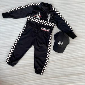 Personalized Black Fast One Racer Long Car Outfit*Toddler Black Racer Car Suit*Racer Birthday Outfit*CarCostume*Infant Birthday Outfit gift