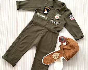 Personalized Aviator Kids Costume*Captain Pilot Helmet*Toddler Pilot Navy Suit*Fighter Pilot Overalls* Aircraft Pilot Suit*Baby Flight Suit