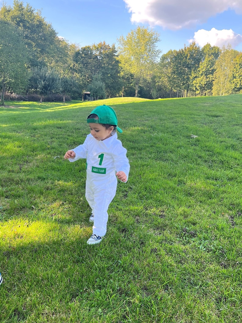 Personalized Golf Long-Short Caddy outfit for kidsToddler Golf White-Green SuitBaby Golf 1st Birthday UniformMachine Embroidered Costume Bild 1