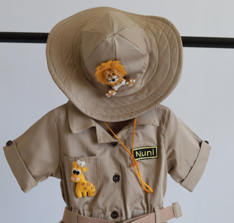 Combinaison longue-courte Safari personnalisée avec un cadeauCostume de bébé Safari Adventure Tenue Safari pour tout-petitsCostume de 1er anniversaireCostume dHalloween image 3