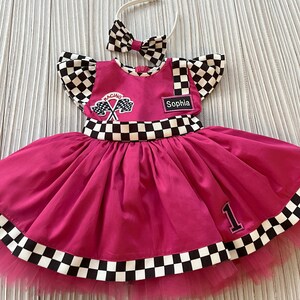 Pink Spring Racing Dress Personalized Pink Racer Girl Dress*baby Girl CAR Dress*toddler Pink ...