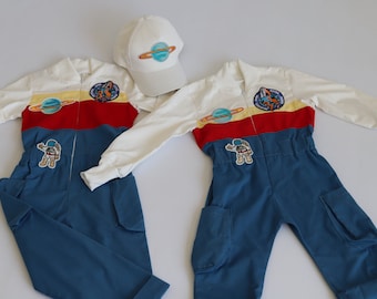 Personalized Space Jumpsuit& Captain of Dogs inspired Jumpsuit*Astronaut Costume*Aviator Flight Suit* Birthday Gift for Boys*Cartoon Concept