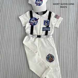 Personalized White Long-Short Astronaut Kids Costume*Space Baby Jumpsuit*Toddler Space Themed Birthday Party Suit*Astronaut Themed Outfit*