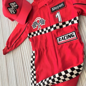 Personalized Red Racer Long/short Jumpsuit checkered Red Racer Kids ...