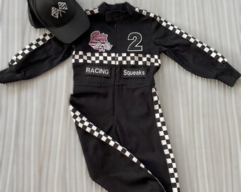 Personalized Black Two Fast Racer Long Car Outfit*Toddler Black Racer Car Suit*Racer Birthday Outfit*CarCostume*Infant Birthday Outfit gift