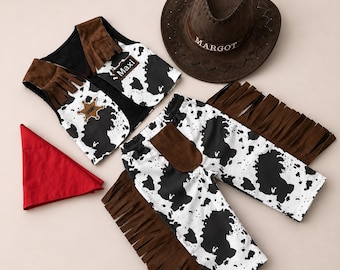 Gepersonaliseerde cowboy western outfit voor peuters* Bruin sheriff vest en broek voor baby's* Peuteroutfit* Outfit voor de eerste verjaardag* Baby cowboypak
