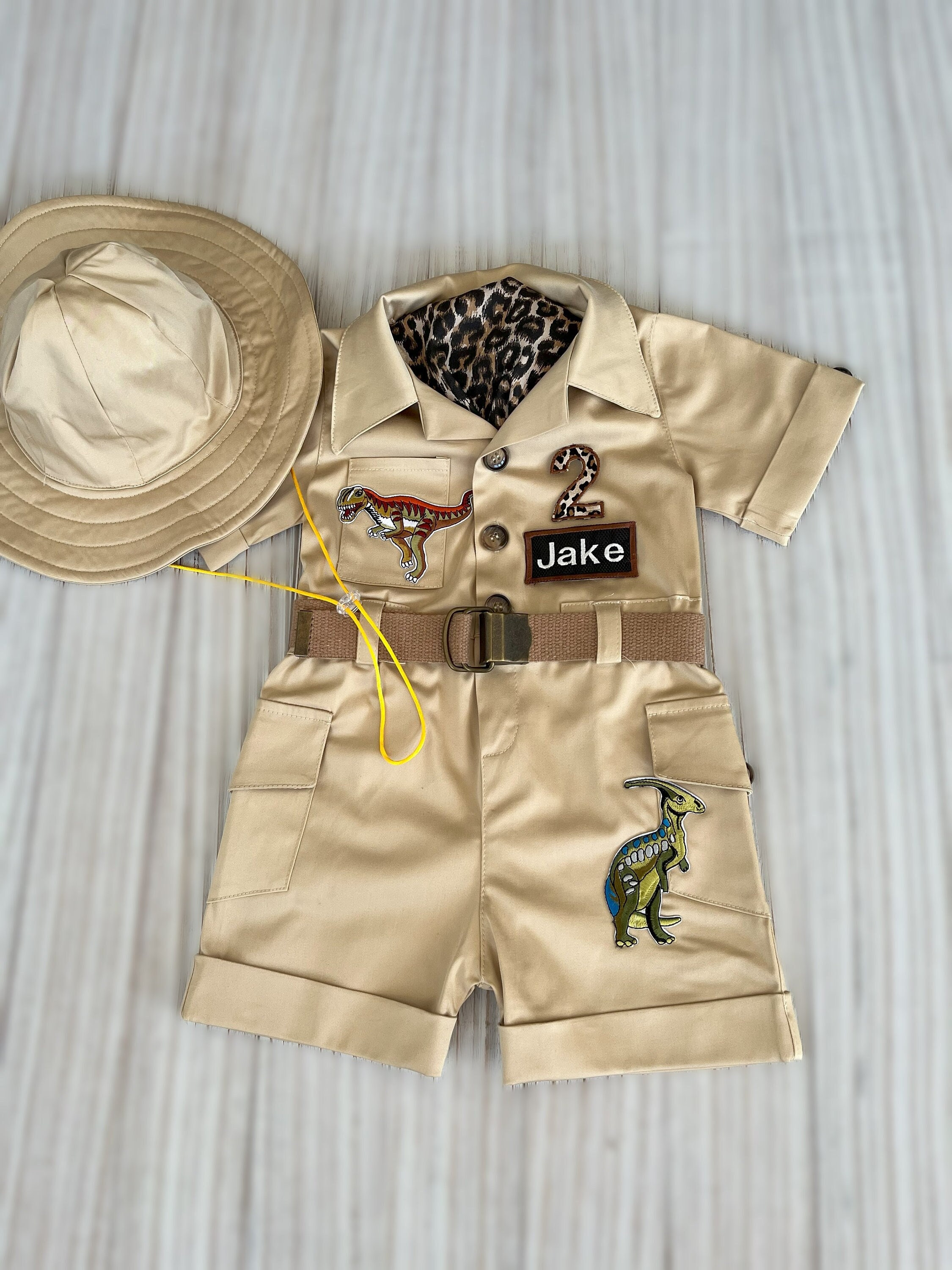 Personalized Paleontologist Brown Dinosaur Suittoddler 1st Baby Safari Jumpsuitinfant Dino Safari Birthday Outfithalloween Kidscostume Etsy