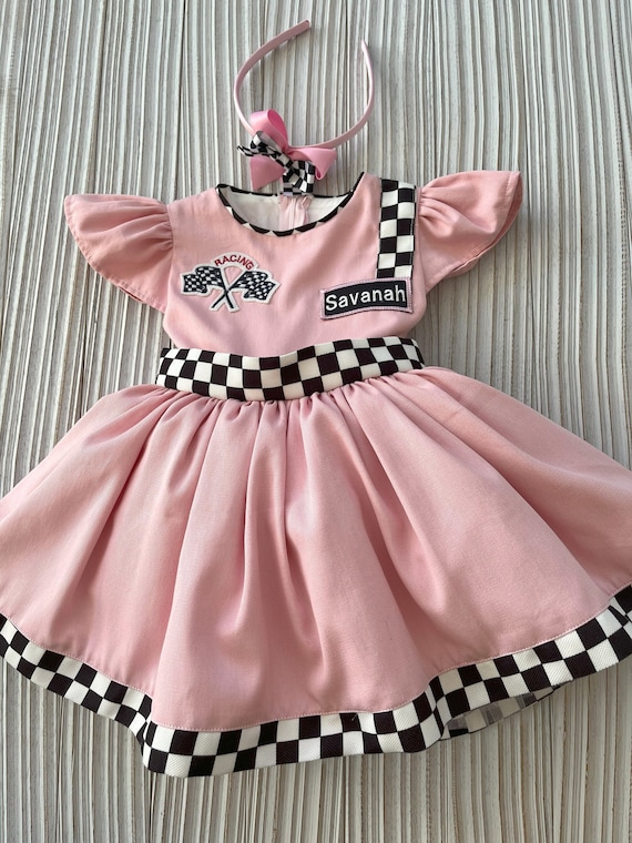 Personalized Pink/White Racer Girl Dress*Baby Girl CAR Dress*Toddler Pink Racer 1st Birthday Dress*Halloween Kids Costume*Birthday gift Personalized Pink/White Racer Girl Dress*Baby Girl CAR Dress*Toddler Pink Racer 1st Birthday Dress*Halloween Kids Costume*Birthday gift