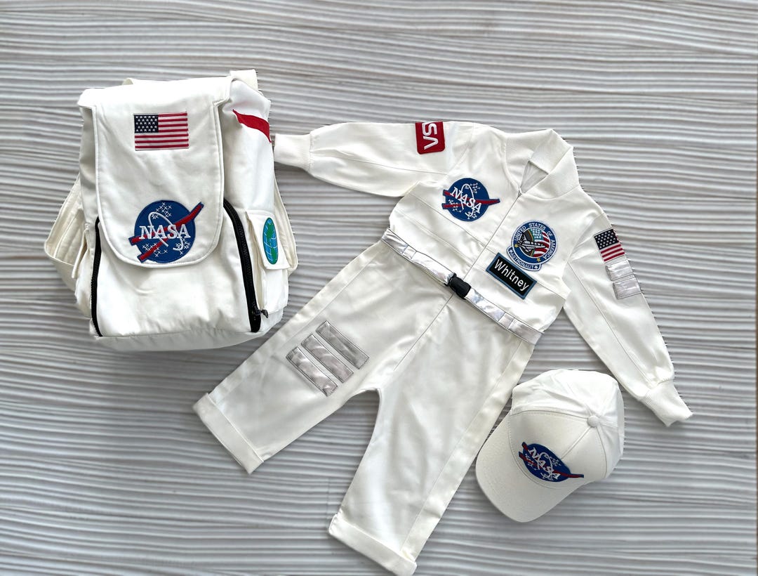 Costume da astronauta personalizzato bianco lungo-corto per