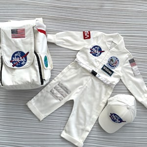 Personalized White Long-Short Astronaut Kids Costume*Space Baby Jumpsuit*Toddler Space Themed Birthday Party Suit*Astronaut Themed Outfit*