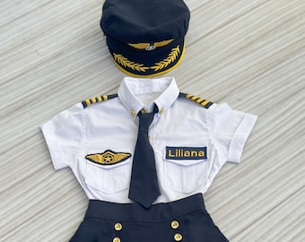 Personalized Airforce Girl Costume*baby Pilot Suit*captain Pilot  Hat*toddler Blue Airplane Pilot Outfit*halloween Costume*pilot Girl Skirt*  - Etsy