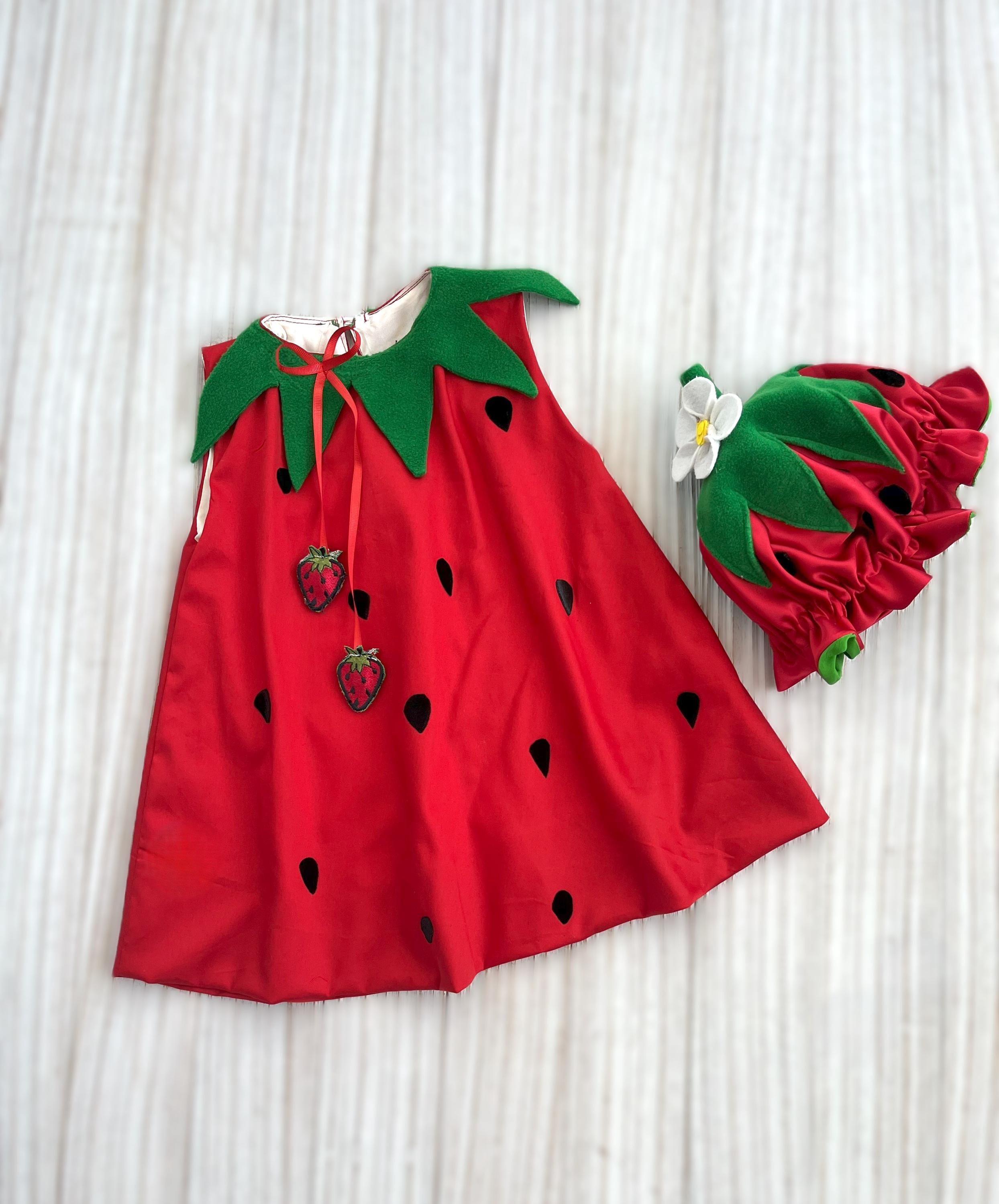 Disfraz De Fresa Para Niño Y Niña Talla 7-12 Años, Incluye Túnica Y Diadema, Ideal Para Carnaval Y Halloween