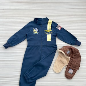 Personalized Blue Angels Flight Pilot Costume*Toddler US Navy Blue Pilot Uniform*Baby Blue Pilot Aircraft Suit*1st Birthday Pilot Costume