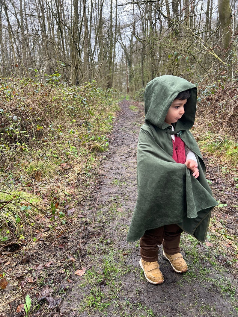 Toddler Medieval Woodland Cloak-Hobbit Inspired Halloween Costume with Shirt,Vest,Pants and Cloak-Halloween Kids Costume-1st Birthday Outfit image 1