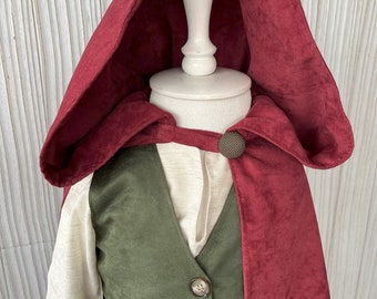 Personalized Toddler Medieval Woodland With Cloak-hobbit Inspired Girl Dress -baby Ring Bearer Outfit For Wedding-1st Birthday Medieval Dress