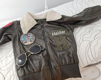 Personalized Green Kids Aviator Jacket*baby Pilot Jacket*infant