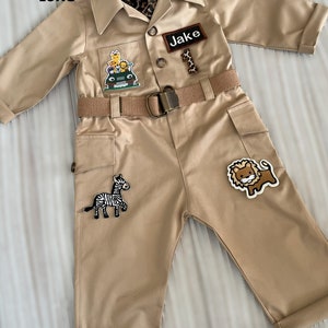 Personalized Safari Long-short Jumpsuit with a giftSafari Adventure baby Costume Toddler Safari outfit1st Birthday SuitHalloween costume image 8