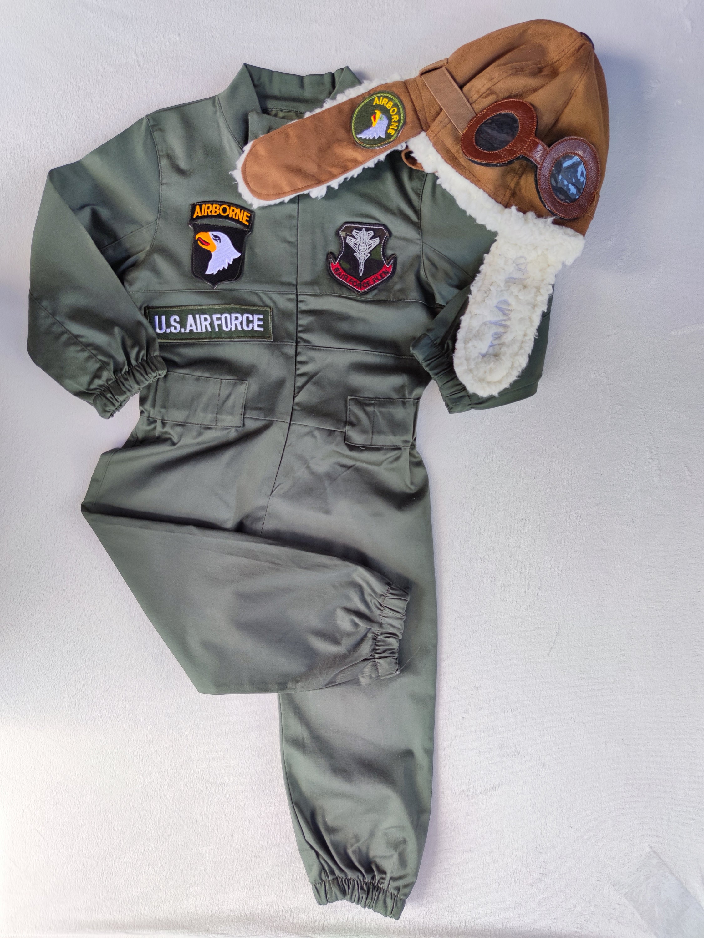 Lito Angels Costume da pilota da combattente per bambini, tuta con cappello da aviatore, per ragazzi e ragazze, per Halloween, compleanno, giornata mondiale del libro, vestito per giochi di ruolo, età
