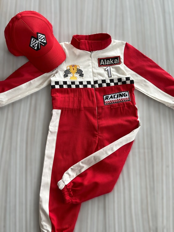 Personalized Red Short long Racer Jumpsuit checkered Racing Short Suit Racing Overalls Carcostume 1st Birthday Toddler Jumpsuit Etsy