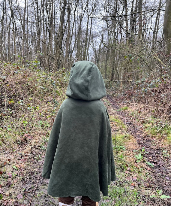 Cape à Capuche Renaissance Hobbit Costume Médiévale Velours - Manteau Sorcière Avec Coiffe Viking