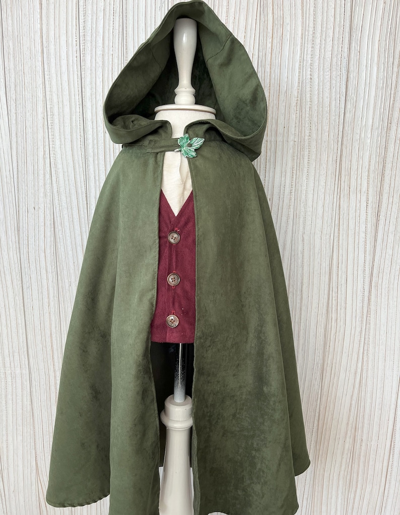 Toddler Medieval Woodland Cloak-Hobbit Inspired Halloween Costume with Shirt,Vest,Pants and Cloak-Halloween Kids Costume-1st Birthday Outfit image 5