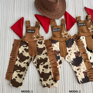 Personalized Toddler Cowboy Brown Western outfitInfant Brown Wild west suitToddler Rodeo Outfit1st Birthday outfitCowboy pants for baby image 8