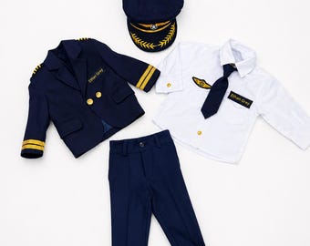 Personalized Baby Airforce Blue Costume*Pilot Suit*Captain Pilot Hat*Toddler Blue Airplane Pilot Outfit*Halloween Costume*Birthday outfit